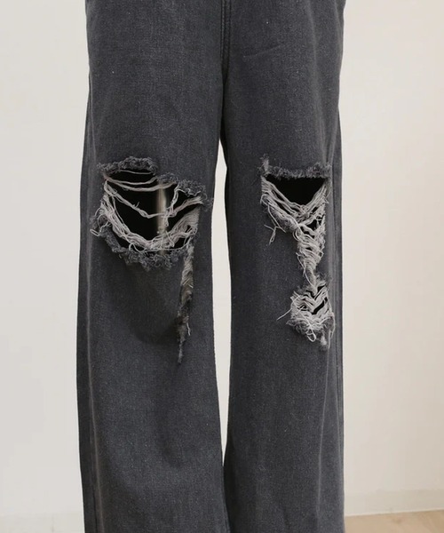 merrylatte（メリーラテ）の「ダメージワイドサロペ（サロペット/オーバーオール・レディース・ブラック・M/S）」の17枚目の写真