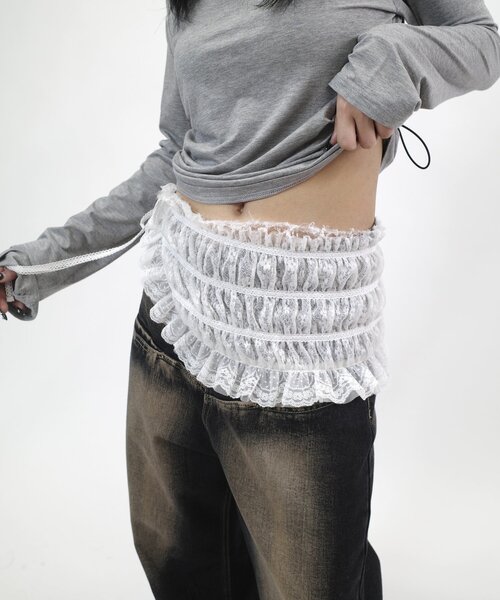 WHO'S WHO gallery（フーズフーギャラリー）の「レーシーラップベルト（ベルト・レディース・ブラック/ホワイト・FREE）」の3枚目の写真