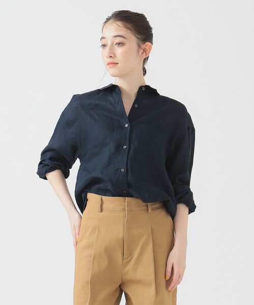 B:MING by BEAMS（ビーミングバイビームス）の「【冷房対策】ルランゼフィール リネン シャツ（S～M）（シャツ/ブラウス・レディース・ネイビー/その他1/その他/オフホワイト・MEDIUM/SMALL）」の3枚目の写真