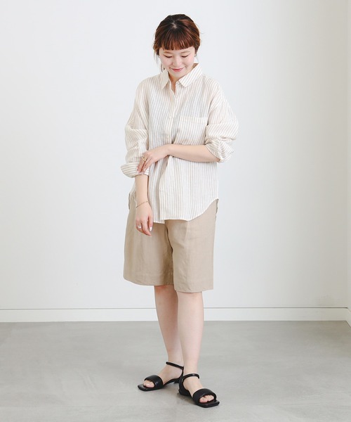 B:MING by BEAMS（ビーミングバイビームス）の「【冷房対策】ルランゼフィール リネン シャツ（S～M）（シャツ/ブラウス・レディース・ネイビー/その他1/その他/オフホワイト・MEDIUM/SMALL）」の6枚目の写真