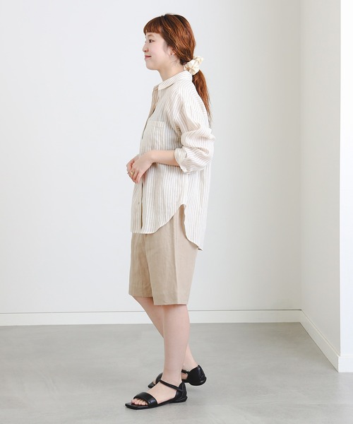 B:MING by BEAMS（ビーミングバイビームス）の「【冷房対策】ルランゼフィール リネン シャツ（S～M）（シャツ/ブラウス・レディース・ネイビー/その他1/その他/オフホワイト・MEDIUM/SMALL）」の5枚目の写真