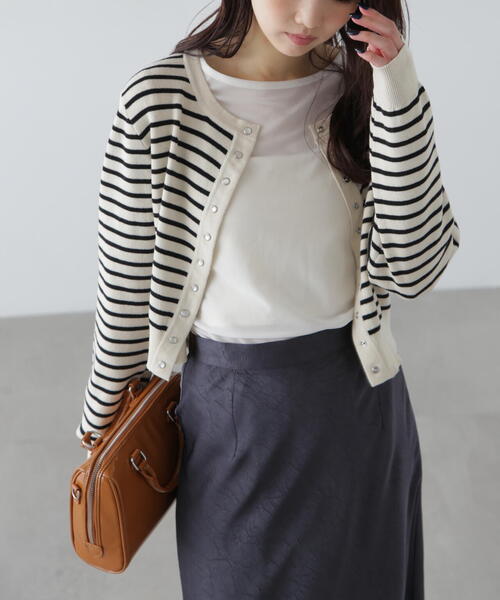 FREE'S MART（フリーズマート）の「◆ドットボタンクルーネックカーディガン（カーディガン/ボレロ・レディース・ホワイト系その他/レッド/ネイビー・FREE）」の5枚目の写真