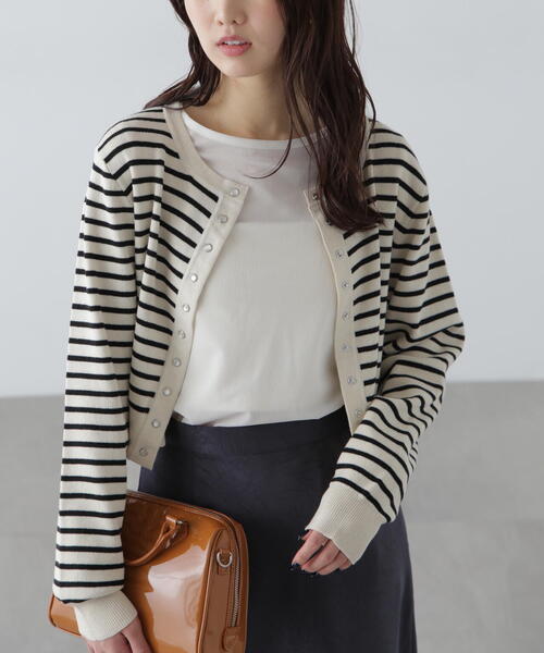 FREE'S MART（フリーズマート）の「◆ドットボタンクルーネックカーディガン（カーディガン/ボレロ・レディース・ホワイト系その他/レッド/ネイビー・FREE）」の6枚目の写真