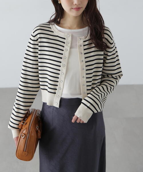 FREE'S MART（フリーズマート）の「◆ドットボタンクルーネックカーディガン（カーディガン/ボレロ・レディース・ホワイト系その他/レッド/ネイビー・FREE）」の7枚目の写真