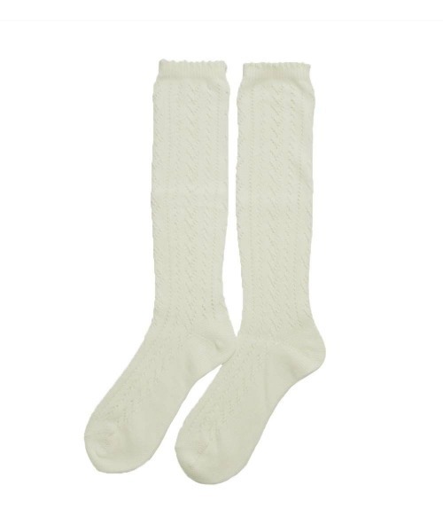 F i.n.t(フィント)の「ストライプレーシーハイソックス/fint フィント(ソックス/靴下・レディース・オフホワイト/クリーム・FREE)」の5枚目の写真