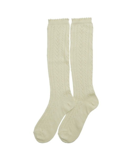 F i.n.t(フィント)の「ストライプレーシーハイソックス/fint フィント(ソックス/靴下・レディース・オフホワイト/クリーム・FREE)」の6枚目の写真