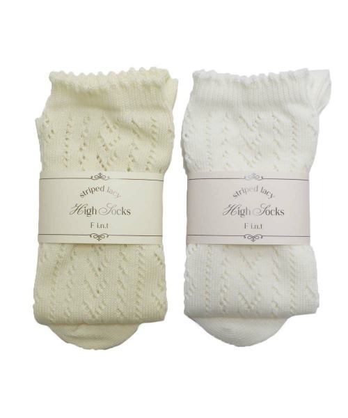 F i.n.t(フィント)の「ストライプレーシーハイソックス/fint フィント(ソックス/靴下・レディース・オフホワイト/クリーム・FREE)」の8枚目の写真