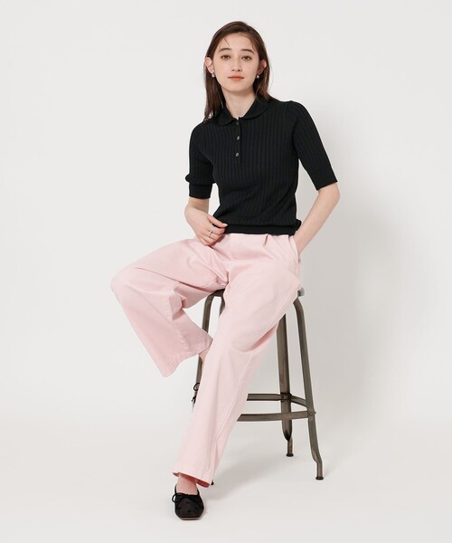 SLOANE　スローン　配色リブニット　半袖　サイズ1　グリーン　ネイビー SLOANE スローン 配色リブニット 半袖 サイズ1 グリーン