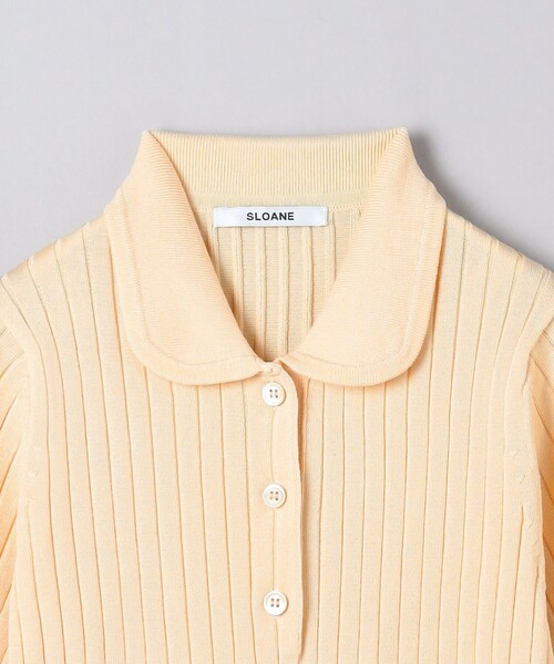 SLOANE スローン　ベージュ ワイドリブ編み ポロシャツ 半袖　1サイズ SLOANE スローン ベージュ ワイドリブ編み ポロシャツ 半袖 1