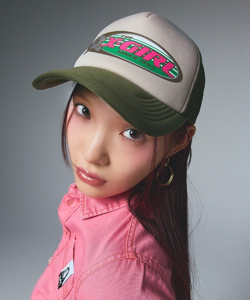セール】HIBISCUS OVAL LOGO TRUCKER CAP（キャップ）｜X-girl