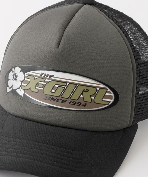 X-girl（エックスガール）の「HIBISCUS OVAL LOGO TRUCKER CAP（キャップ・レディース・ブラック/ネイビー/オリーブ・ONE SIZE）」の7枚目の写真