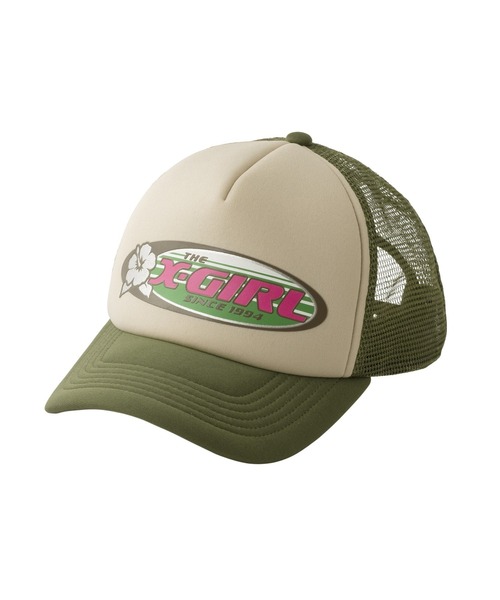 X-girl（エックスガール）の「HIBISCUS OVAL LOGO TRUCKER CAP（キャップ・レディース・ブラック/ネイビー/オリーブ・ONE SIZE）」の18枚目の写真
