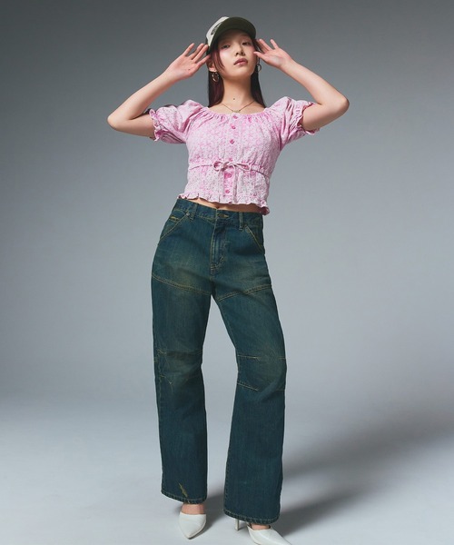 X-girl（エックスガール）の「HIBISCUS OVAL LOGO TRUCKER CAP（キャップ・レディース・ブラック/ネイビー/オリーブ・ONE SIZE）」の14枚目の写真