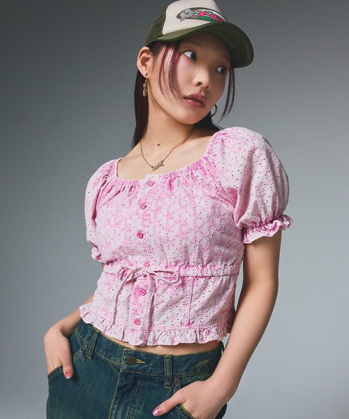 X-girl（エックスガール）の「HIBISCUS OVAL LOGO TRUCKER CAP（キャップ・レディース・ブラック/ネイビー/オリーブ・ONE SIZE）」の13枚目の写真