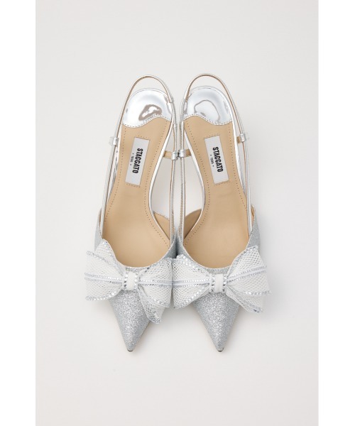 STACCATO（スタッカート）の「グリッターメッシュリボンパンプス（パンプス・レディース・シルバー/ゴールド・22.5cm/23cm/23.5cm/24cm/24.5cm）」の2枚目の写真