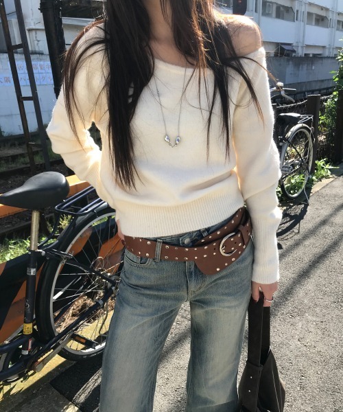 by muni:r(バイ ムニール)の「アンバランスニット(ニット/セーター・レディース・グレー/アイボリー/ブラック・FREE)」の11枚目の写真