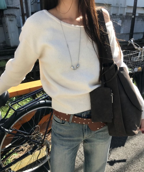 by muni:r(バイ ムニール)の「アンバランスニット(ニット/セーター・レディース・グレー/アイボリー/ブラック・FREE)」の16枚目の写真