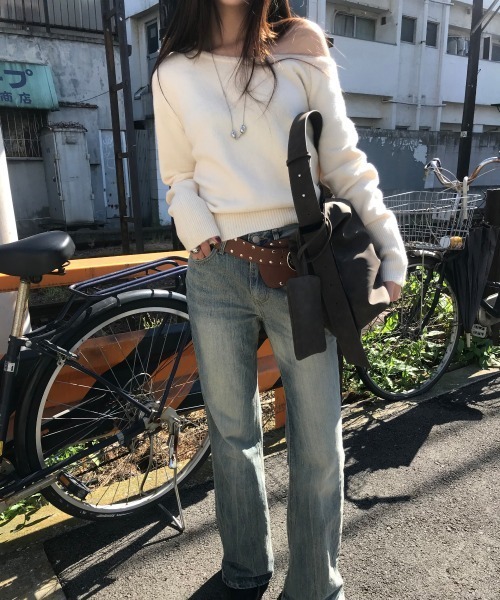 by muni:r(バイ ムニール)の「アンバランスニット(ニット/セーター・レディース・グレー/アイボリー/ブラック・FREE)」の18枚目の写真