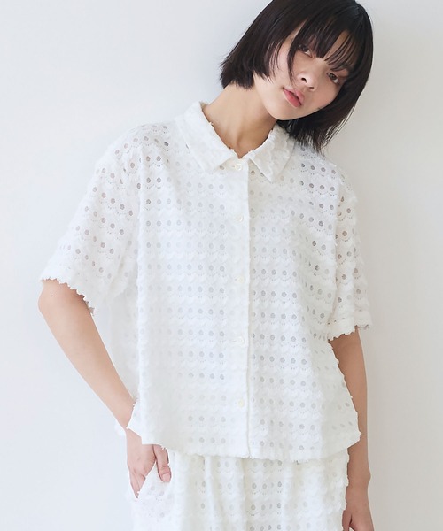 bulle de savon（ビュルデサボン）の「naminami lace ブラウス（シャツ/ブラウス・レディース・ブルー/ホワイト・FREE）」の20枚目の写真