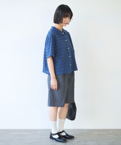 bulle de savon（ビュルデサボン）の「naminami lace ブラウス（シャツ/ブラウス・レディース・ブルー/ホワイト・FREE）」の3枚目の写真