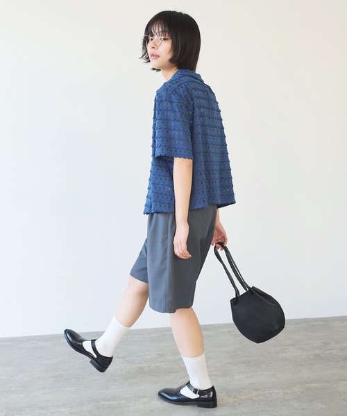 bulle de savon（ビュルデサボン）の「naminami lace ブラウス（シャツ/ブラウス・レディース・ブルー/ホワイト・FREE）」の4枚目の写真