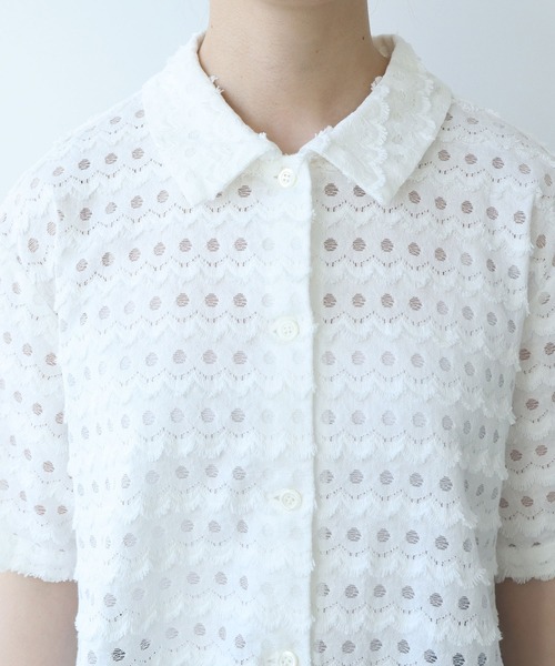 bulle de savon（ビュルデサボン）の「naminami lace ブラウス（シャツ/ブラウス・レディース・ブルー/ホワイト・FREE）」の9枚目の写真