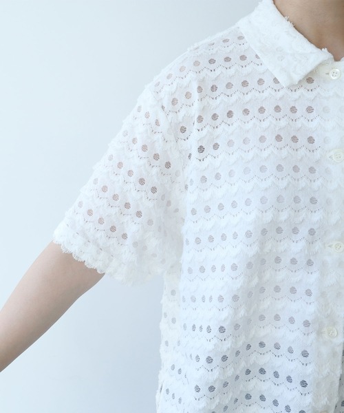 bulle de savon（ビュルデサボン）の「naminami lace ブラウス（シャツ/ブラウス・レディース・ブルー/ホワイト・FREE）」の10枚目の写真