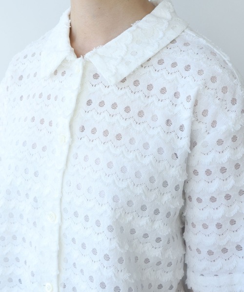 bulle de savon（ビュルデサボン）の「naminami lace ブラウス（シャツ/ブラウス・レディース・ブルー/ホワイト・FREE）」の11枚目の写真