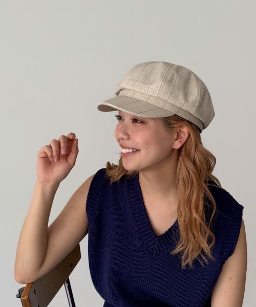 CANAL JEAN(キャナルジーン)の「El mar ストライプキャスケット(キャスケット・レディース・アイボリー・ONE SIZE)」の1枚目の写真