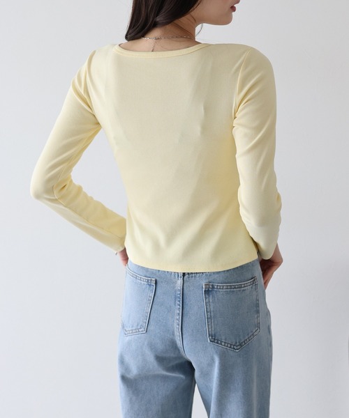 BLUEEAST(ブルーイースト)の「レース付ヘンリーネックカットソー(Tシャツ/カットソー・レディース・グレー/ブラック/イエロー/ホワイト・MEDIUM)」の12枚目の写真