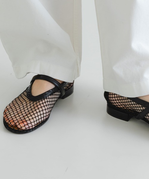 【PAES】 Mesh Air String Flat フラットシューズ (2COLORS) Aria 5° Mesh] ポインテッドトゥ メッシュ フラットシューズ