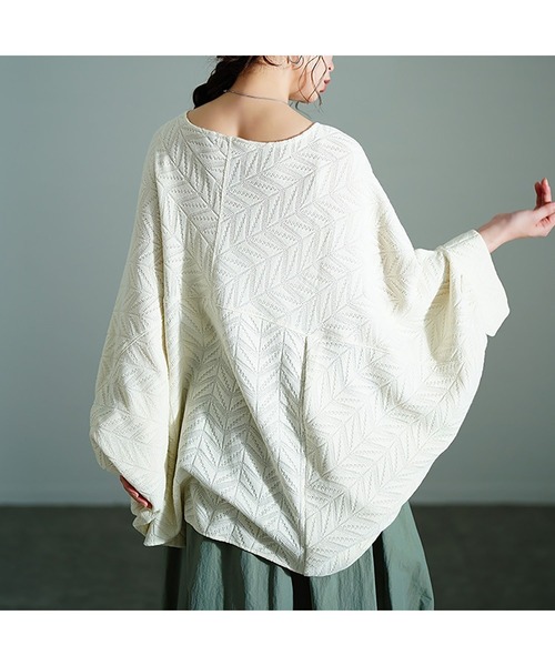 GOLDJAPAN(ゴールドジャパン)の「ヘリンボーンワイドドルマンプルオーバー【大きいサイズ対応】(チュニック・レディース・ブラック/オフホワイト・LL~3L/4L~5L)」の14枚目の写真