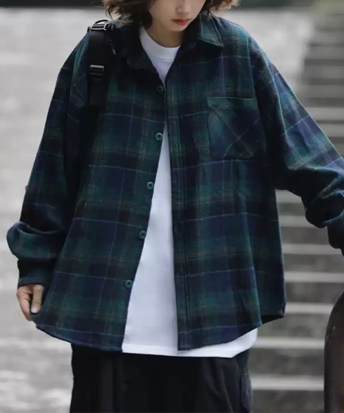 【シンプルが一番使う】00s piko チェックシャツ　開襟 y2k ストリート 00s／archive／平成ギャル／y2k／M／チェックシャツ／ギャル男 - メルカリ