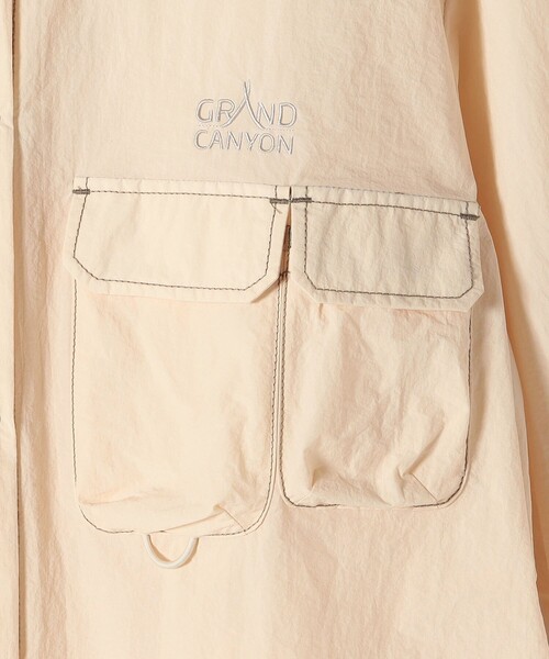grandcanyon(グランドキャニオン)の「GRAND CANYON:〈洗濯機可能〉フロント ポケット スリット シャツ ワンピース(シャツワンピース・レディース・オフホワイト/ブラック・ONE SIZE)」の7枚目の写真