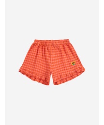 Vichy ruffle woven shorts