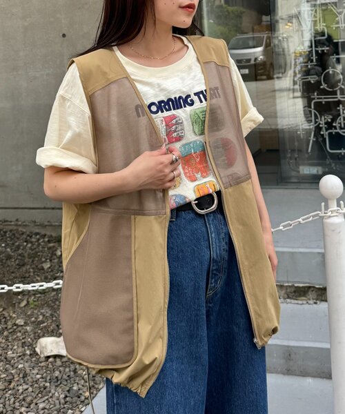 CIAOPANIC TYPY(チャオパニックティピー)の「■切替フィッシングベスト(ベスト・レディース・ブラック/アイボリー/ベージュ・ONE SIZE)」の3枚目の写真