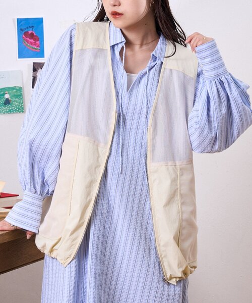 CIAOPANIC TYPY(チャオパニックティピー)の「■切替フィッシングベスト(ベスト・レディース・ブラック/アイボリー/ベージュ・ONE SIZE)」の5枚目の写真