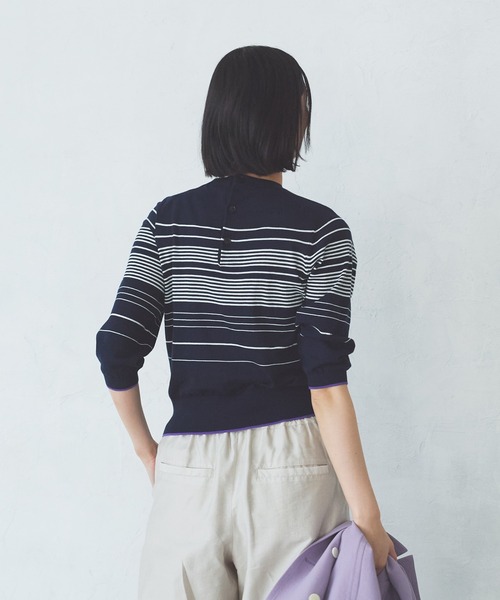 LA MARINE FRANCAISE(マリン フランセーズ)の「バイカラースタンドプルオーバー(ニット/セーター・レディース・イエロー/パープル/ネイビー系/レッド・FREE)」の14枚目の写真