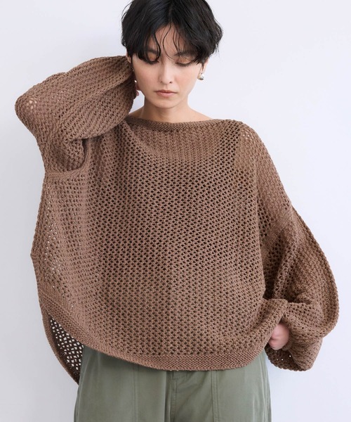 BARNYARDSTORM（バンヤードストーム）の「BARNYARDSTORM / ホールガーメントメッシュニット【『ネルソンさん』YouTubeご紹介アイテム】（ニット/セーター・レディース・チャコールグレー/ベージュ/ブラック/ブルー/ブラウン・FREE）」の4枚目の写真