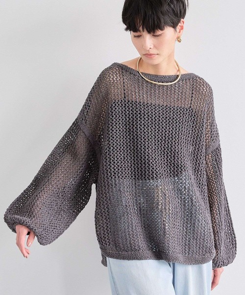 BARNYARDSTORM（バンヤードストーム）の「BARNYARDSTORM / ホールガーメントメッシュニット【『ネルソンさん』YouTubeご紹介アイテム】（ニット/セーター・レディース・チャコールグレー/ベージュ/ブラック/ブルー/ブラウン・FREE）」の3枚目の写真