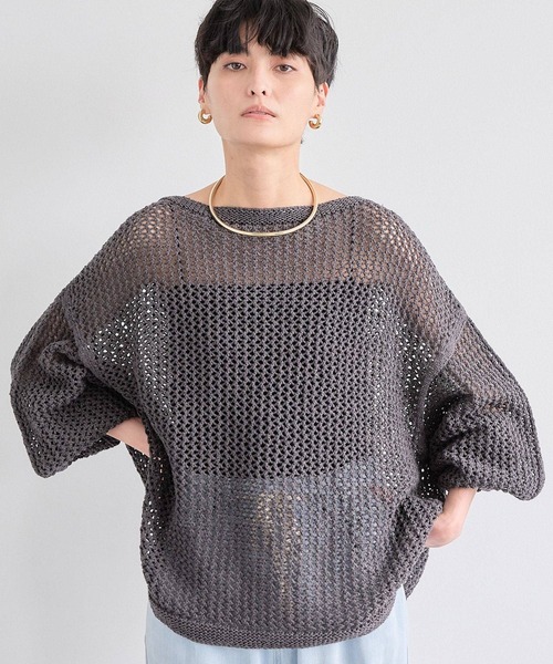 BARNYARDSTORM（バンヤードストーム）の「BARNYARDSTORM / ホールガーメントメッシュニット【『ネルソンさん』YouTubeご紹介アイテム】（ニット/セーター・レディース・チャコールグレー/ベージュ/ブラック/ブルー/ブラウン・FREE）」の8枚目の写真