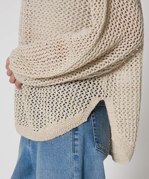 BARNYARDSTORM（バンヤードストーム）の「BARNYARDSTORM / ホールガーメントメッシュニット【『ネルソンさん』YouTubeご紹介アイテム】（ニット/セーター・レディース・チャコールグレー/ベージュ/ブラック/ブルー/ブラウン・FREE）」の17枚目の写真