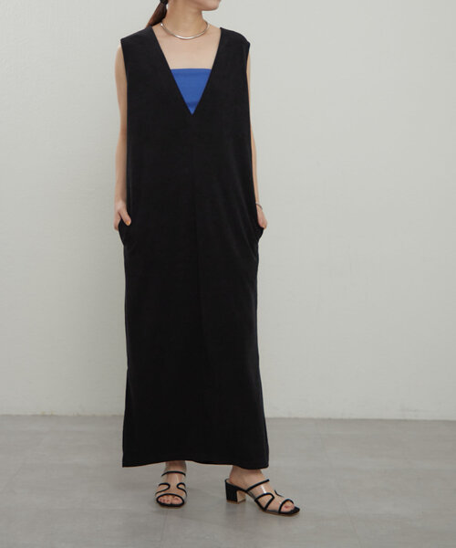 パイルVネックロングワンピース（ワンピース）｜earthy（アーシー）の  
