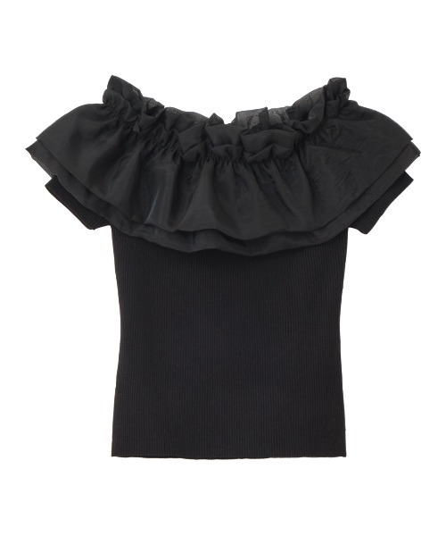 PEACH JOHN（ピーチジョン）の「タックボリュームニットトップス（Tシャツ/カットソー・レディース・ブラック/アイボリー・ONE SIZE）」の5枚目の写真