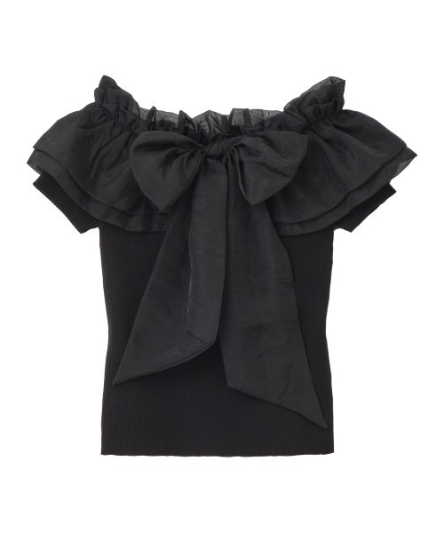 PEACH JOHN（ピーチジョン）の「タックボリュームニットトップス（Tシャツ/カットソー・レディース・ブラック/アイボリー・ONE SIZE）」の6枚目の写真