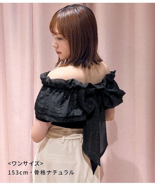 PEACH JOHN(ピーチジョン)の「タックボリュームニットトップス(Tシャツ/カットソー・レディース・ブラック/アイボリー・ONE SIZE)」の10枚目の写真