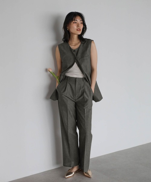 最高級 set pants × vest long blend セール】linen up リネン混 / トップス