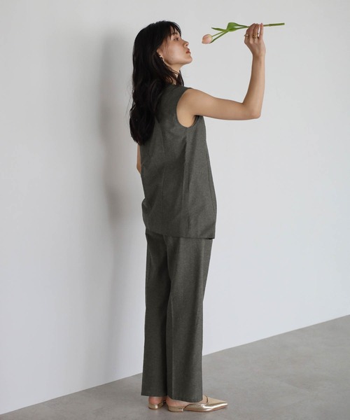 セール】linen blend long vest × pants set up / リネン混