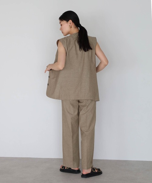 セール】linen blend long vest × pants set up / リネン混