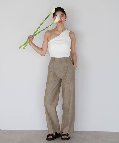 セール】linen blend long vest × pants set up / リネン混